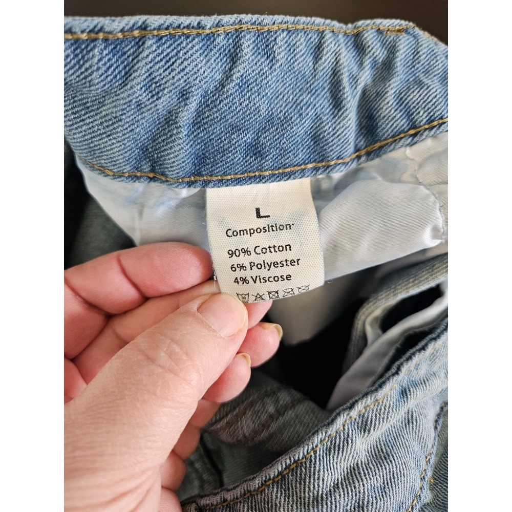 Womens Light Wash High Rise Straight Leg Jeans L Panel Seam Denim Y2k - Picture 3 of 8